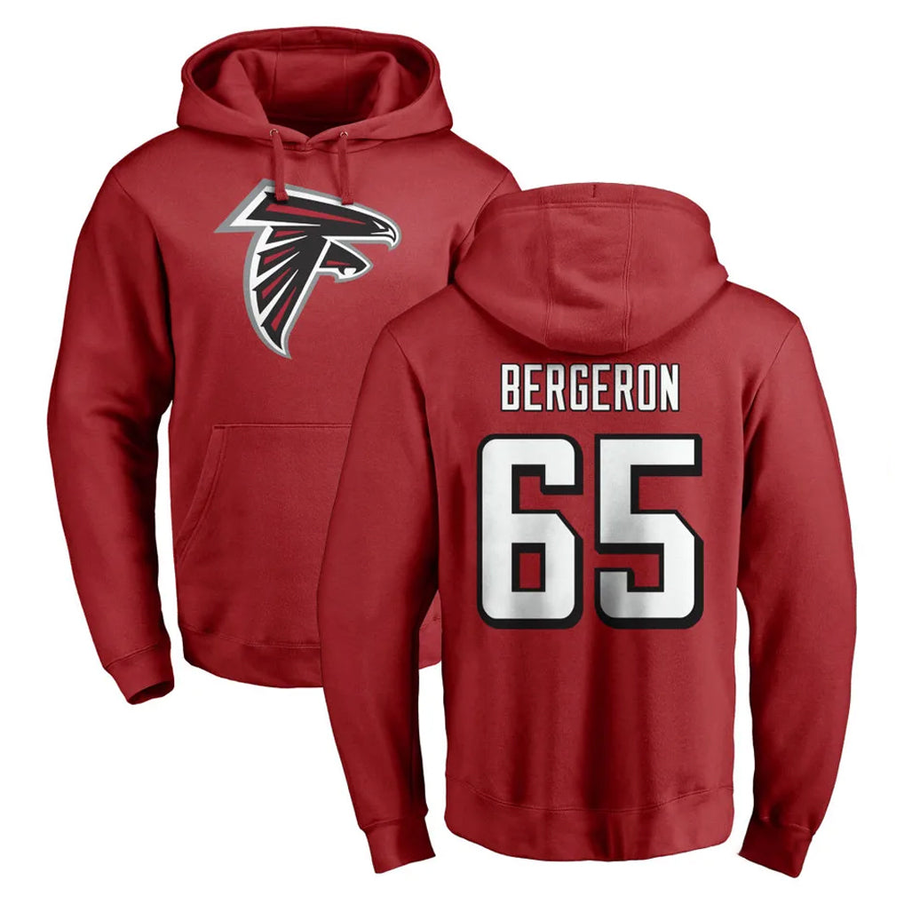A.Falcons #65 Matthew Bergeron Player Red Pullover Hoodies Home Game Kdoa Stitched Jerseys