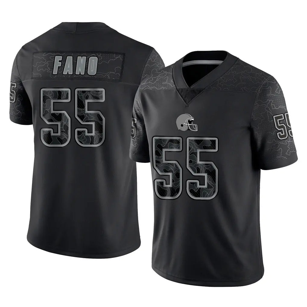 C.Browns #55 Spencer Fano Player Black Reflective Home Game Kdoa Stitched Jerseys