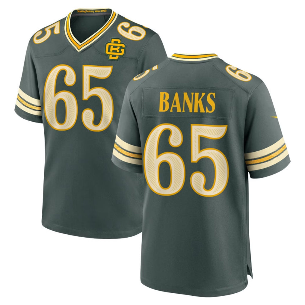 GB.Packers #65 Aaron Banks Player Green 2026 Rivalries Collection Home Game Kdoa Stitched Jerseys