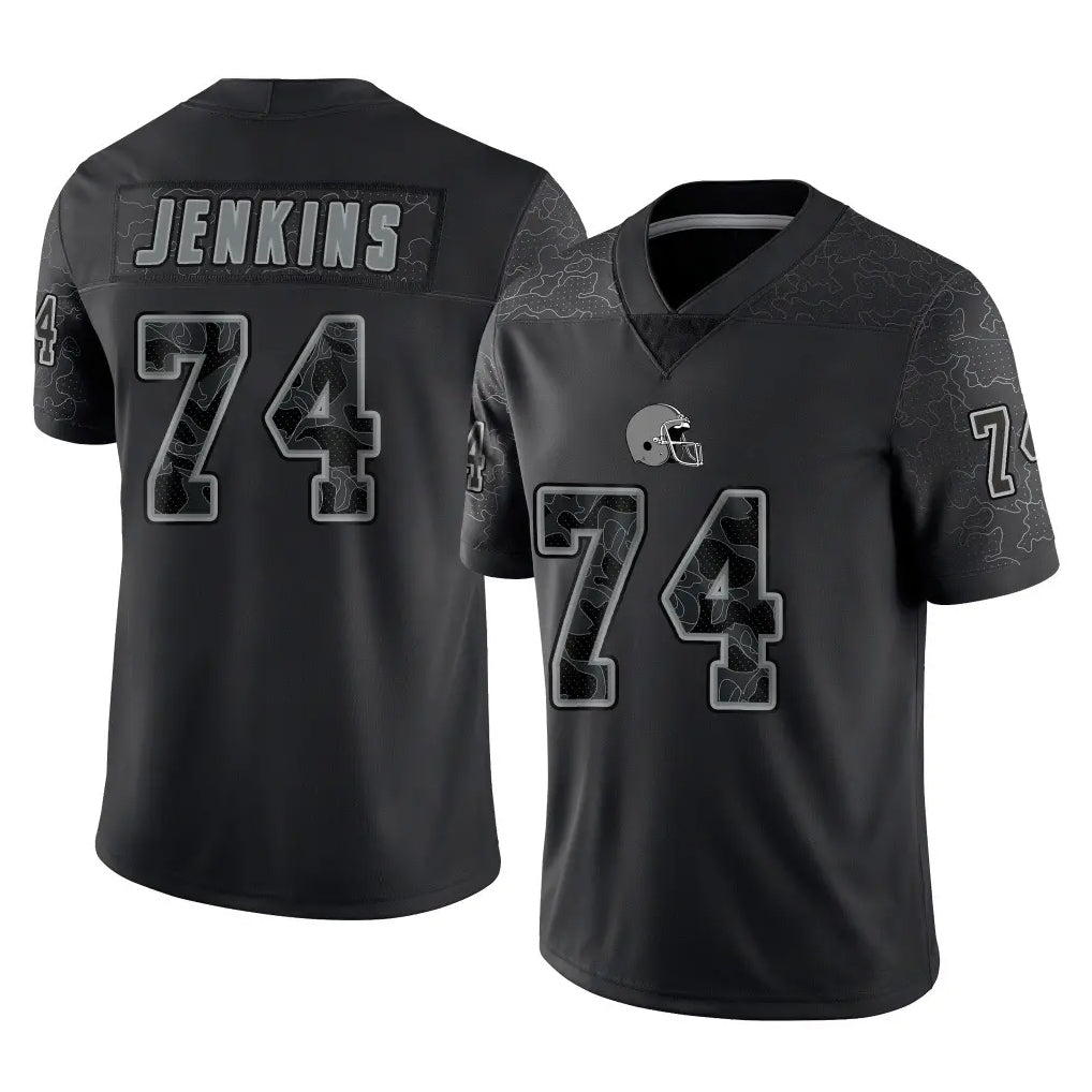 C.Browns #74 Elgton Jenkins Player Black Reflective Home Game Kdoa Stitched Jerseys