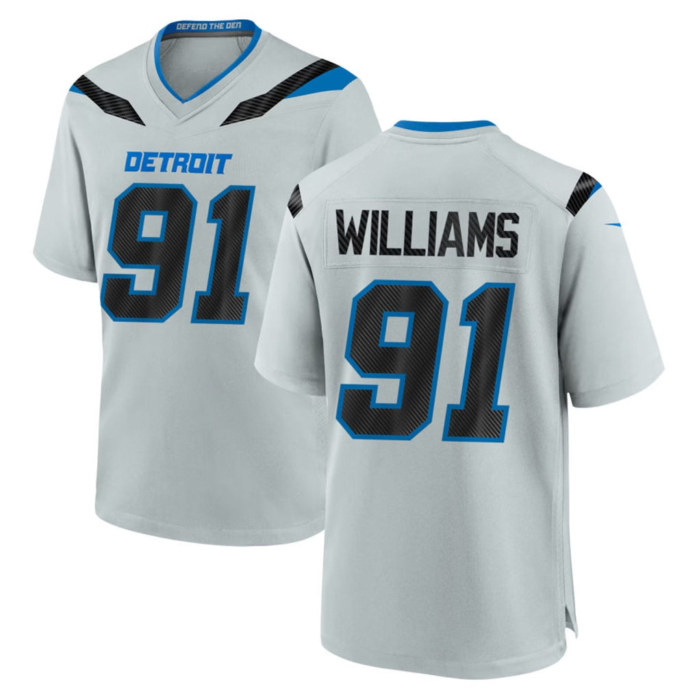 D.Lions #91 Tyleik Williams Player Silver 2026 Rivalries Collection Home Game Kdoa Stitched Jerseys