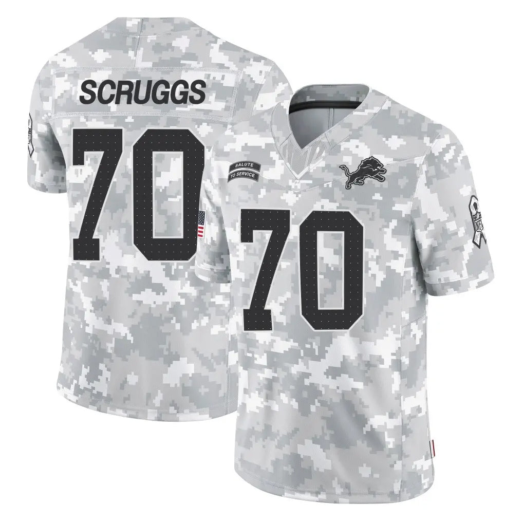 D.Lions #70 Juice Scruggs Player Arctic Camo Salute To Service Limited Kdoa Stitched Jerseys