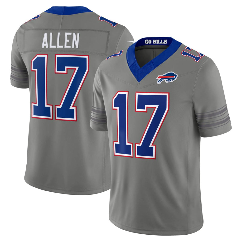 B.Bills #17 Josh Allen Player Gray Nickel City Limited Home Game Kdoa Stitched Jerseys