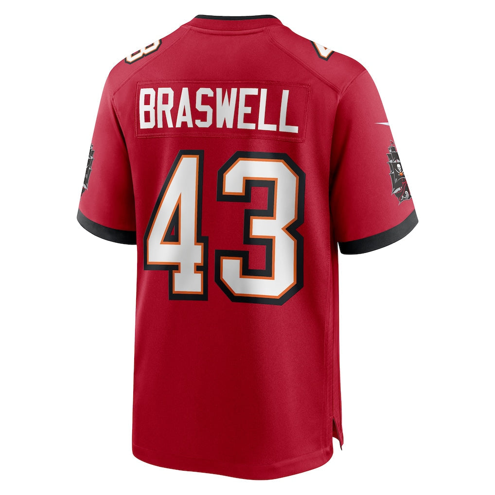 Kdoa TB.Buccaneers #43 Chris Braswell Red Game Jersey