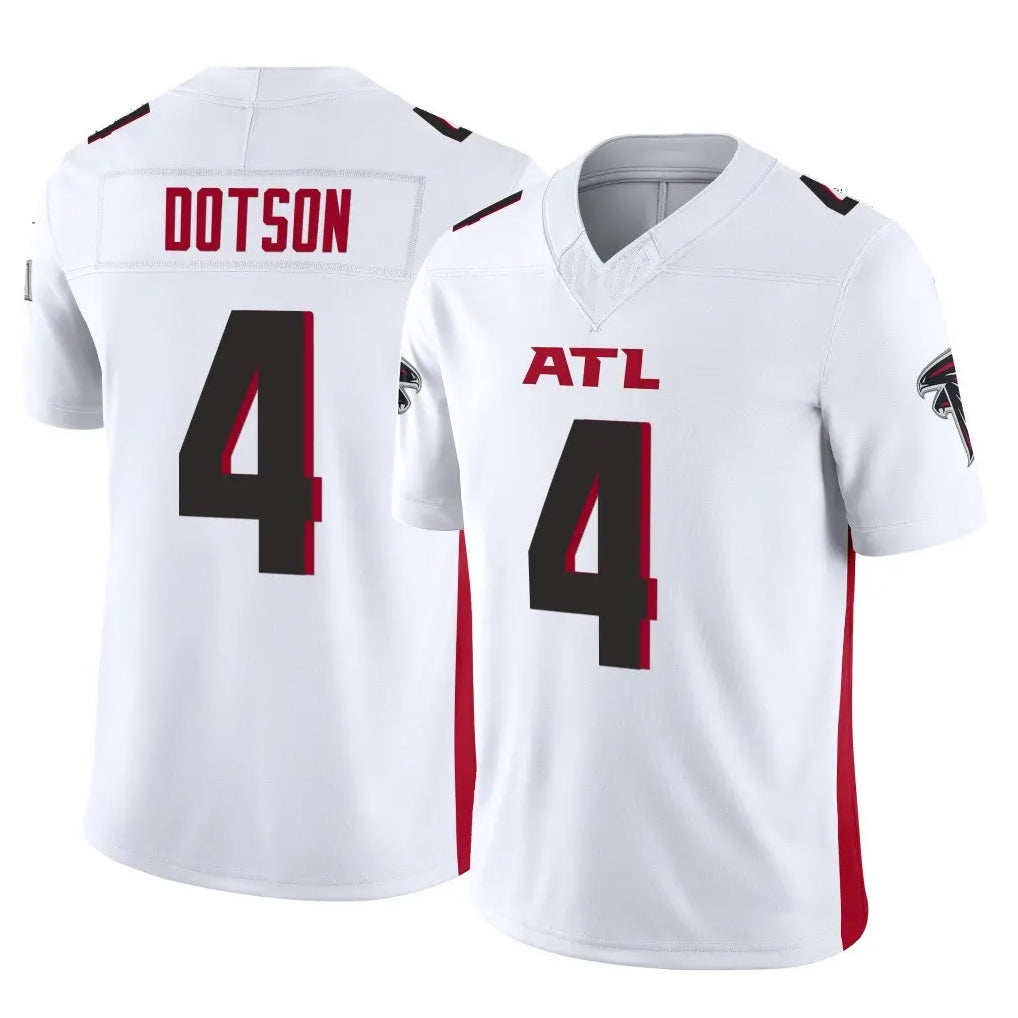 A.Falcons #4 Jahan Dotson Player White Vapor F.U.S.E. Limited Kdoa Stitched Jerseys
