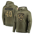 B.Ravens #40 Teddye Buchanan Player Olive Salute to Service Pullover Hoodie Kdoa Stitched Jerseys