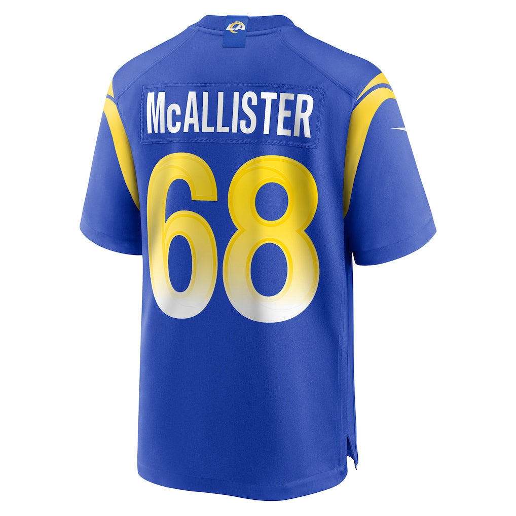 Kdoa LA.Rams #68 Mike McAllister Royal Home Game Jersey