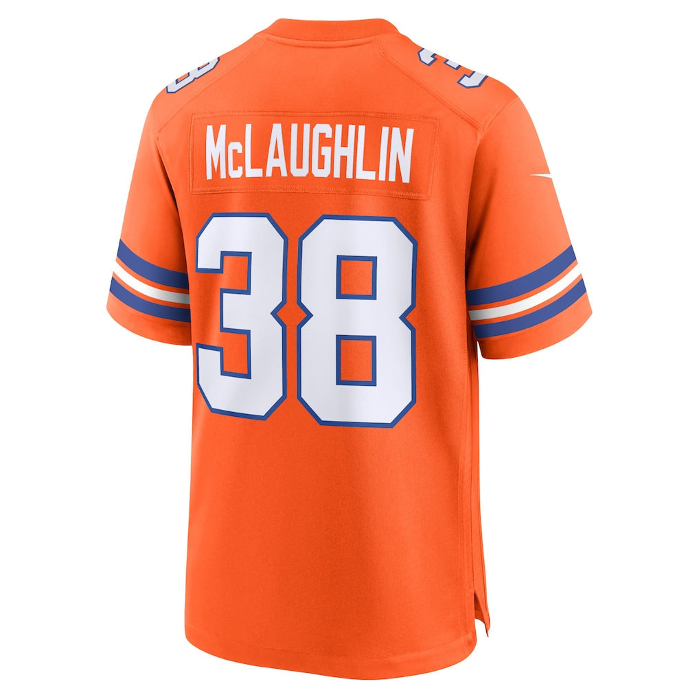Kdoa D.Broncos #38 Jaleel McLaughlin Orange Mile High Collection 1977 Throwback Player Game Jersey