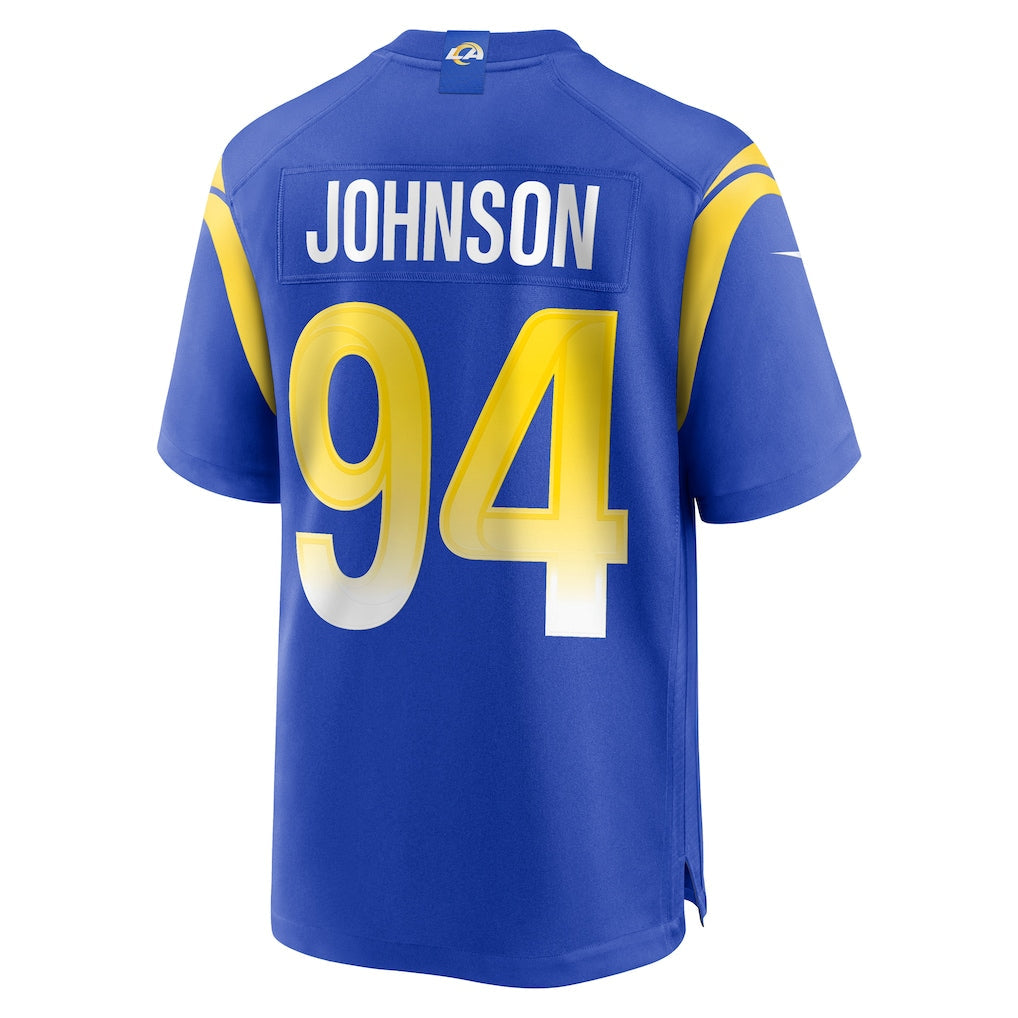 Kdoa LA.Rams #94 Desjuan Johnson Royal Home Game Jersey