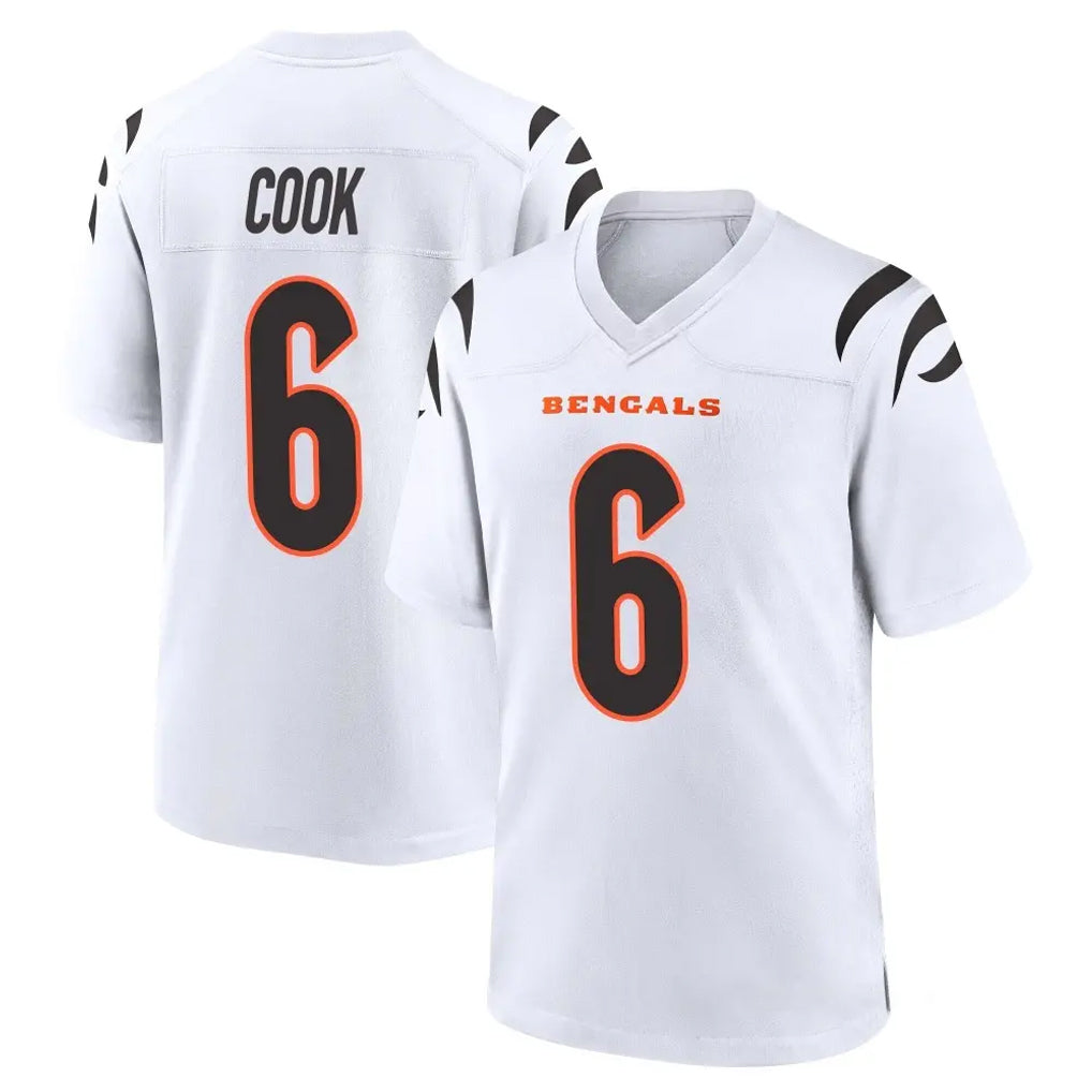C.Bengals #6 Brian Cook Player White Home Game Kdoa Stitched Jerseys