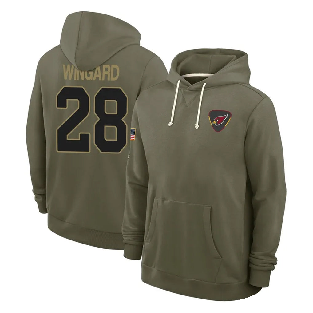A.Cardinals #28 Andrew Wingard Player Olive Salute to Service Pullover Hoodies Limited Kdoa Stitched Jerseys