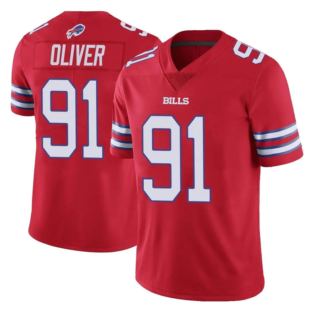 B.Bills #91 Ed Oliver Player Red Vapor Untouchable Limited Kdoa Stitched Jerseys