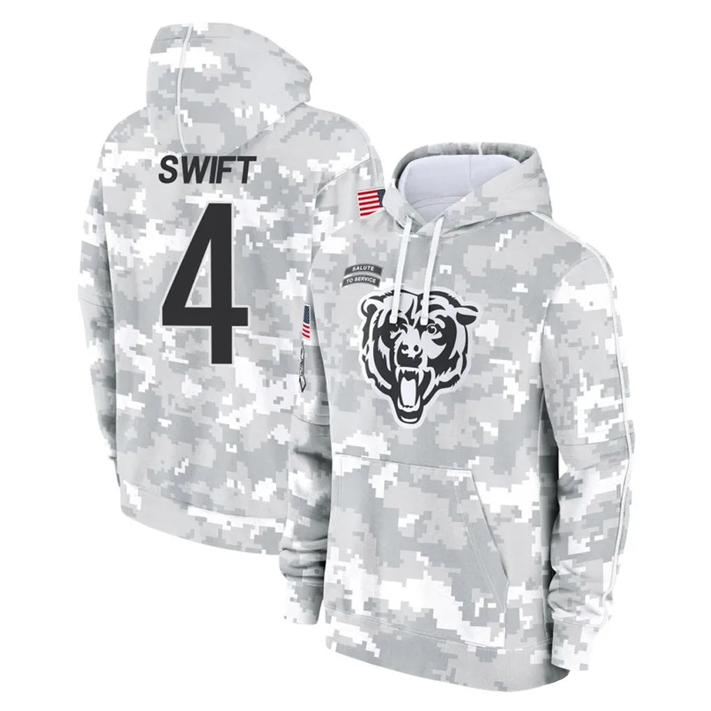C.Bears #4 D'Andre Swift Player Arctic Camo Salute to Service Pullover Hoodies Limited Kdoa Stitched Jerseys