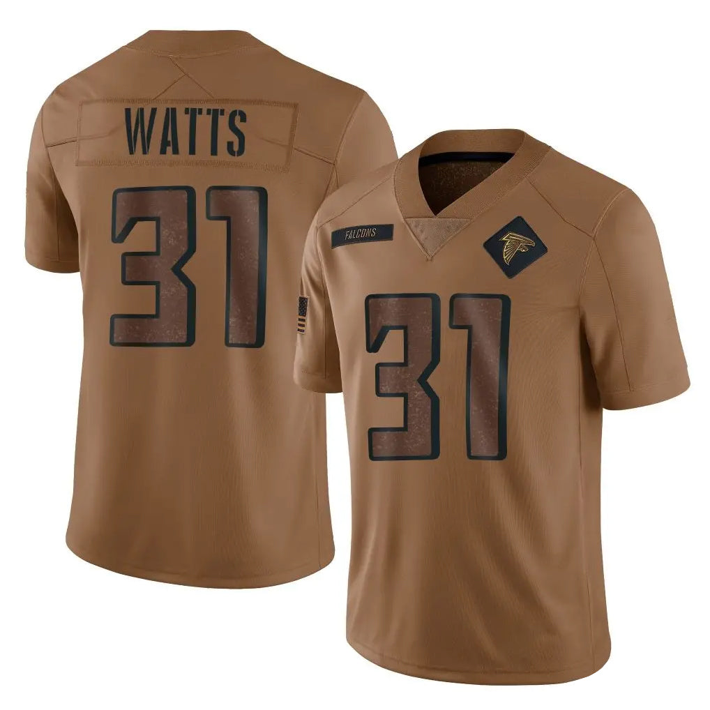 A.Falcons #31 Xavier Watts Player Brown Salute To Service Limited Kdoa Stitched Jerseys