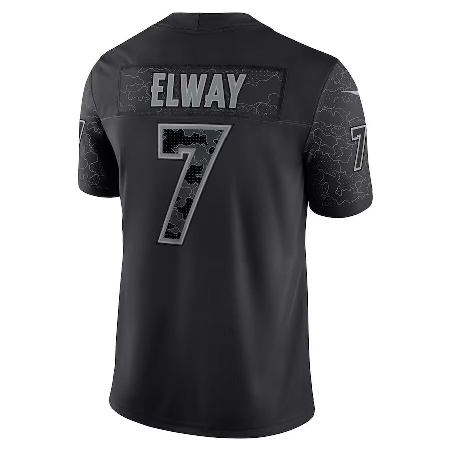 D.Broncos #7 John Elway Player Black RFLCTV Limited Kdoa Stitched Jerseys