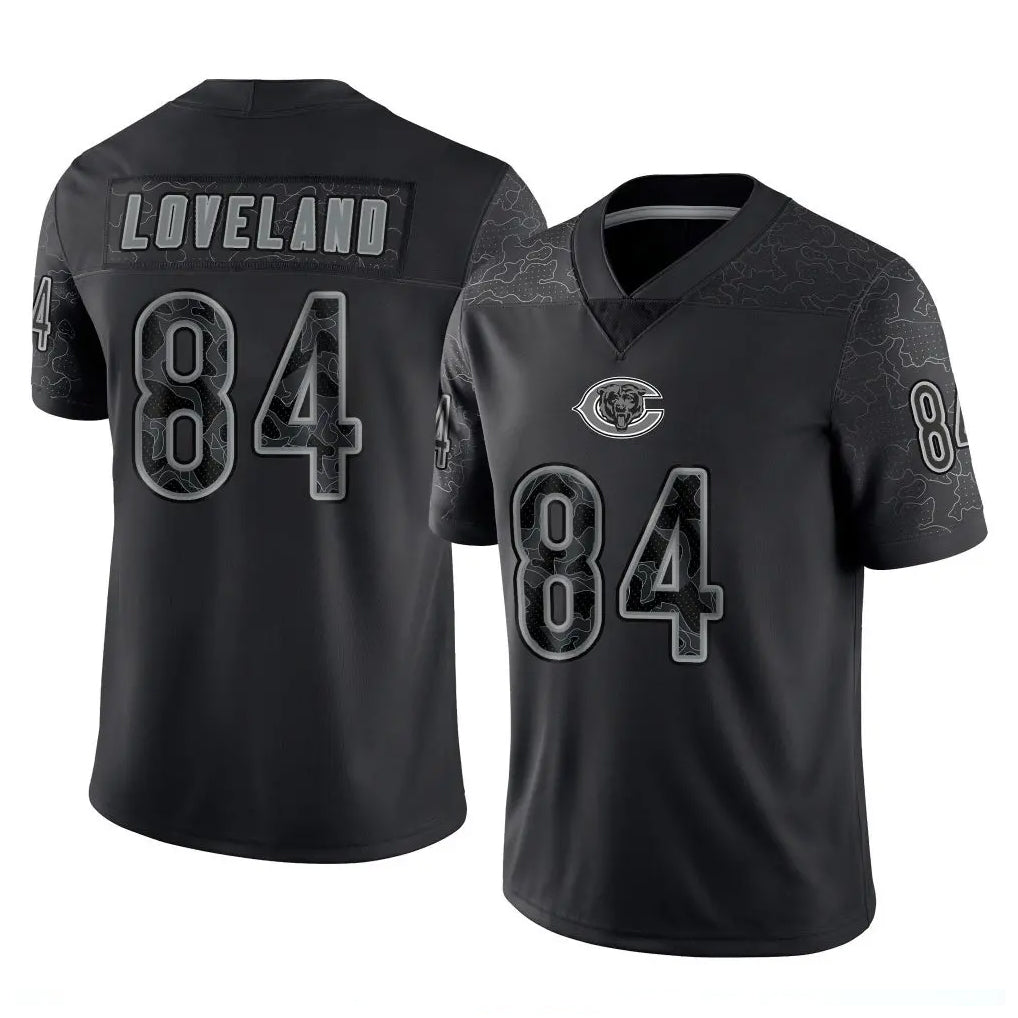 C.Bears #84 Colston Loveland Player Black REFLECTIVE Limited Game Kdoa Stitched Jerseys
