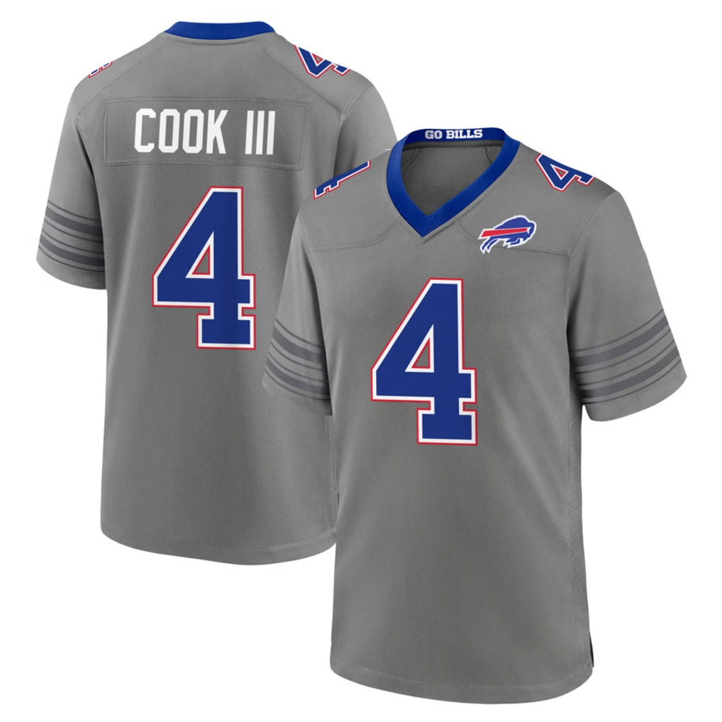 B.Bills #4 James Cook III Player Gray Nickel City Home Game Kdoa Stitched Jerseys