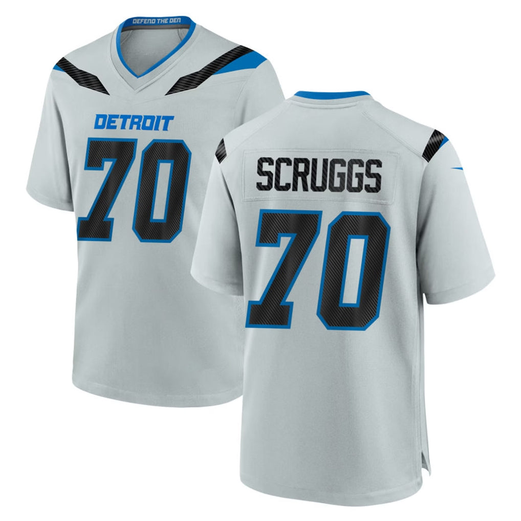 D.Lions #70 Juice Scruggs Player Silver 2026 Rivalries Collection Home Game Kdoa Stitched Jerseys