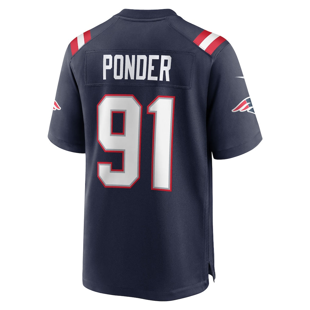 Kdoa NE.Patriots #91 Elijah Ponder Navy Team Game Jersey