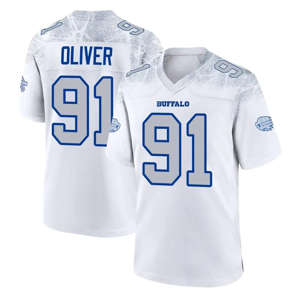B.Bills #91 Ed Oliver Player White Rivalries Collection Game Kdoa Stitched Jerseys