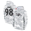 B.Ravens #98 Travis Jones Player Arctic Camo Salute to Service Pullover Hoodie Kdoa Stitched Jerseys