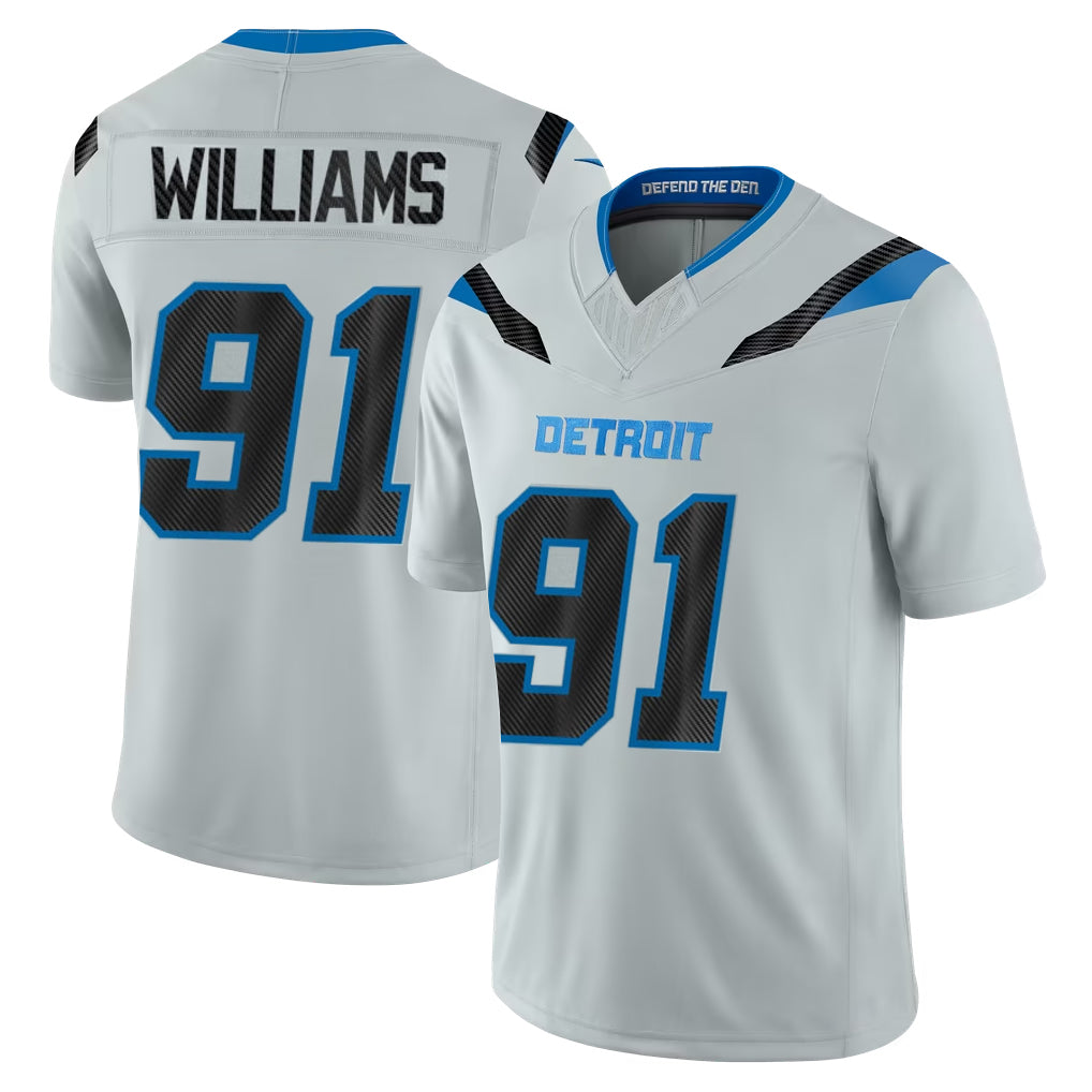 D.Lions #91 Tyleik Williams Player Silver Limited 2026 Rivalries Collection Home Game Kdoa Stitched Jerseys