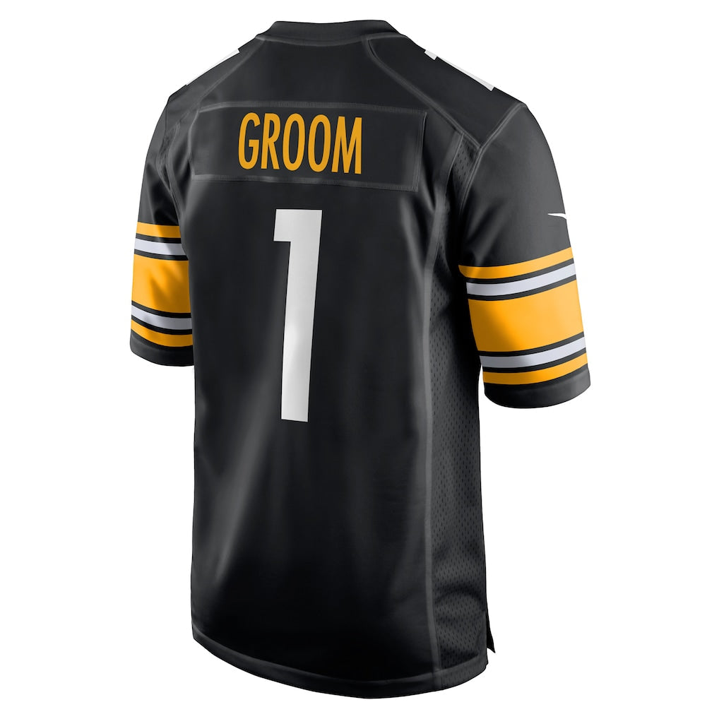 Kdoa P.Steelers #1 Groom Black Game Jersey