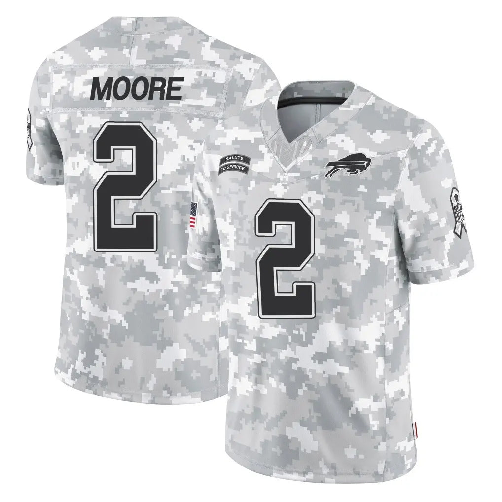 B.Bills #2 DJ Moore Player Arctic Camo Salute to Service Limited Game Kdoa Stitched Jerseys
