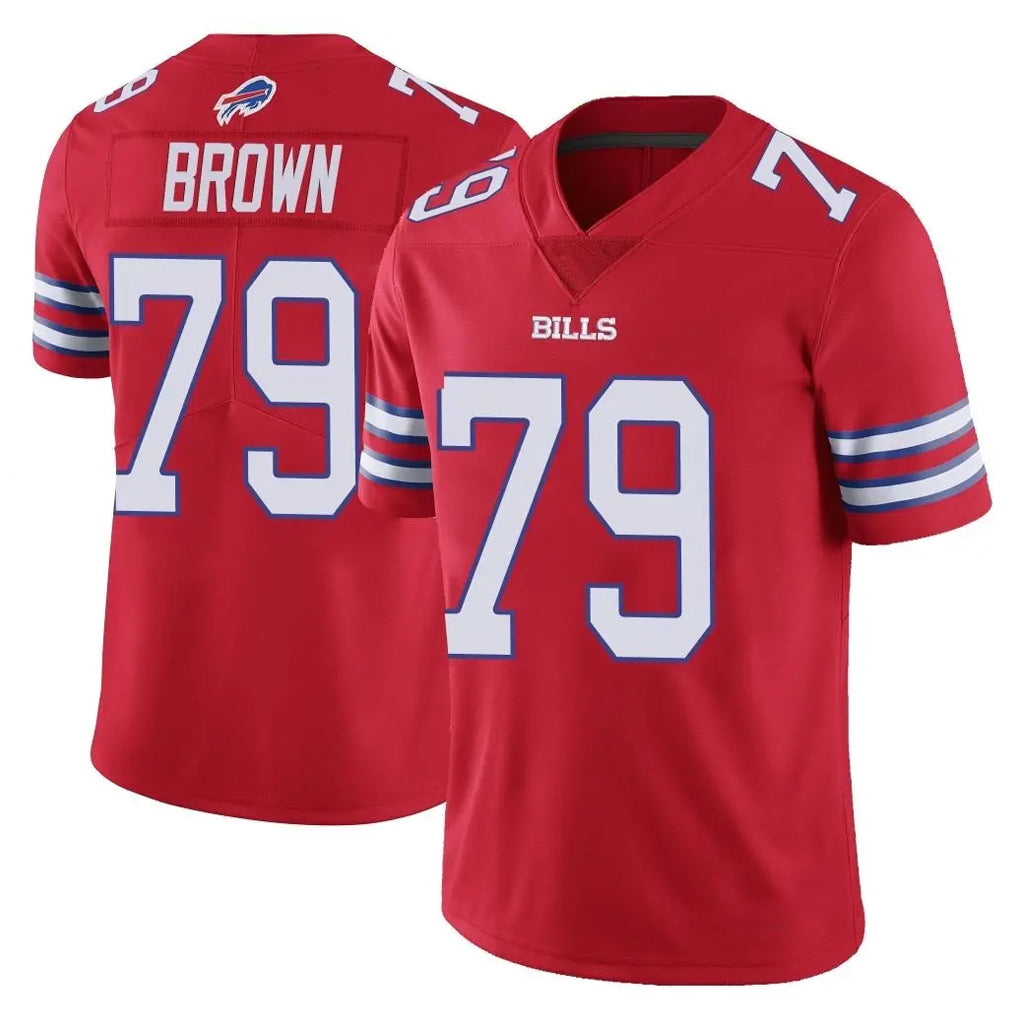 B.Bills #79 Spencer Brown Player Red Vapor Untouchable Limited Kdoa Stitched Jerseys