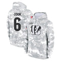 C.Bengals #6 Brian Cook Player Arctic Camo Salute to Service Pullover Hoodie Limited Kdoa Stitched Jerseys