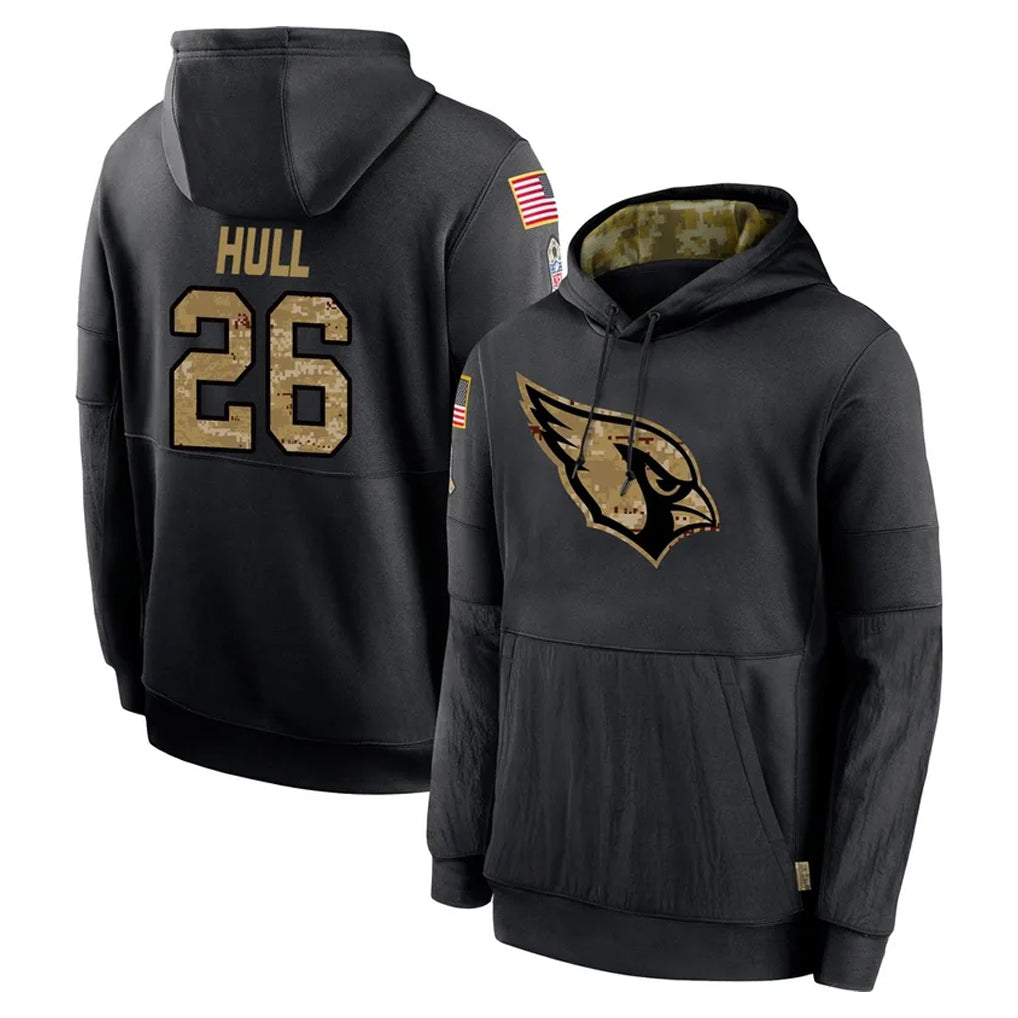 A.Cardinals #26 Evan Hull Player Black Salute to Service Sideline Performance Pullover Hoodies Home Game Kdoa Stitched Jerseys