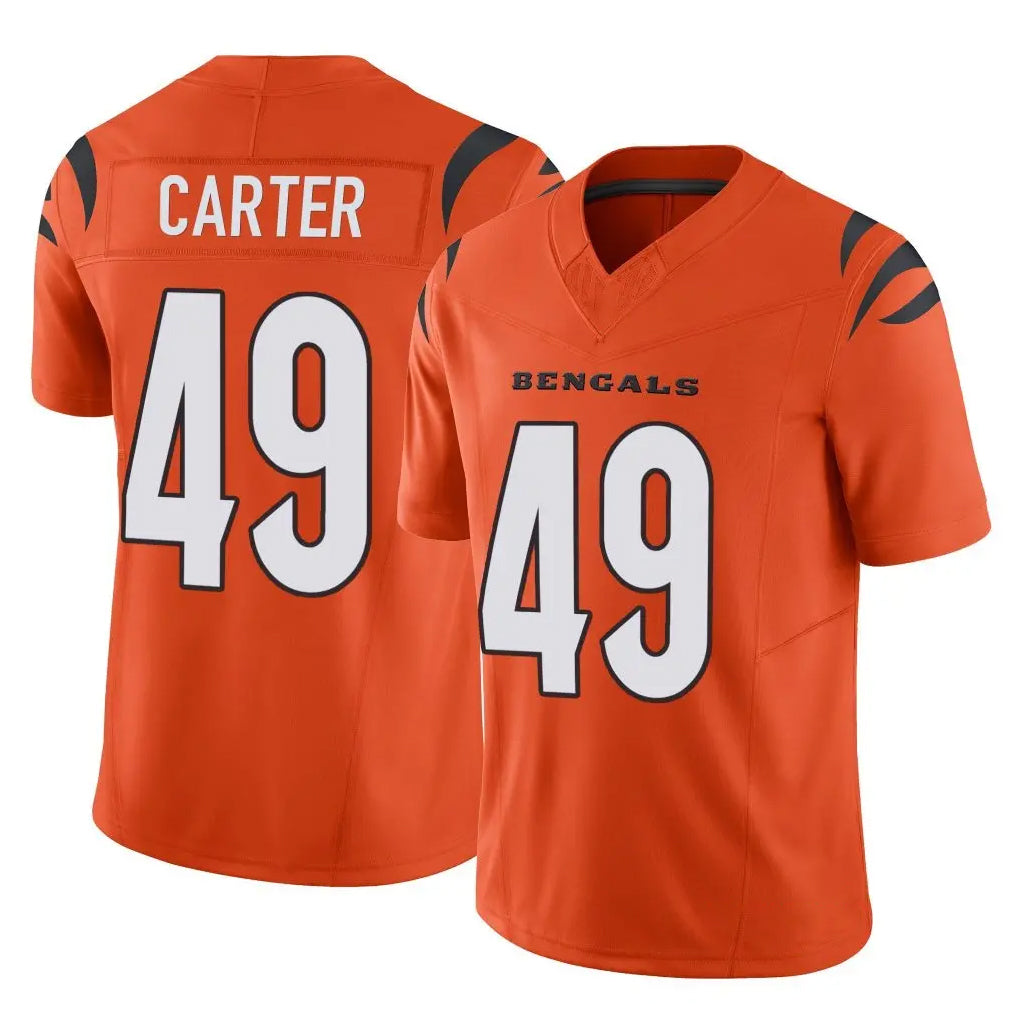 C.Bengals #49 Barrett Carter Player Orange Vapor F.U.S.E. Limited Home Game Kdoa Stitched Jerseys