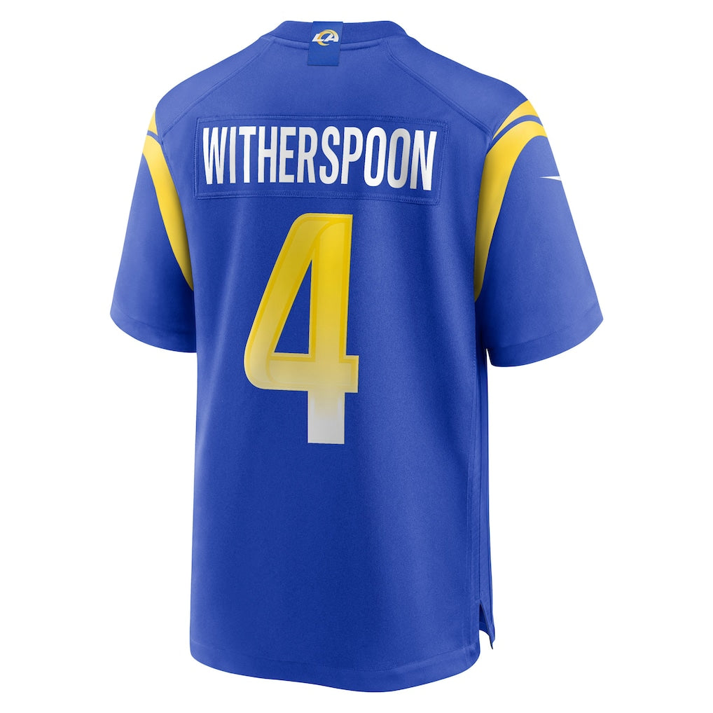 Kdoa LA.Rams #4 Ahkello Witherspoon Royal Team Game Jersey