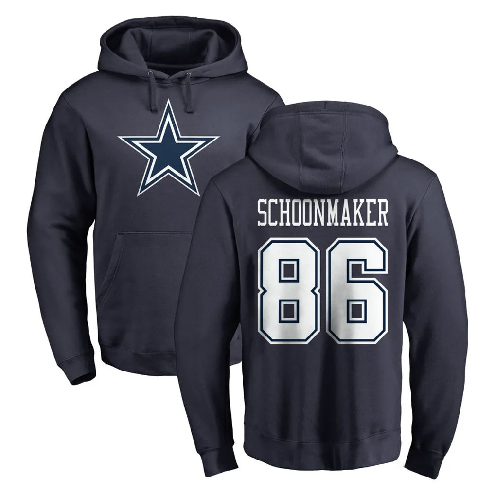D.Cowboys #86 Luke Schoonmaker Player Navy Pullover Hoodies Limited Xdoa Stitched Jerseys