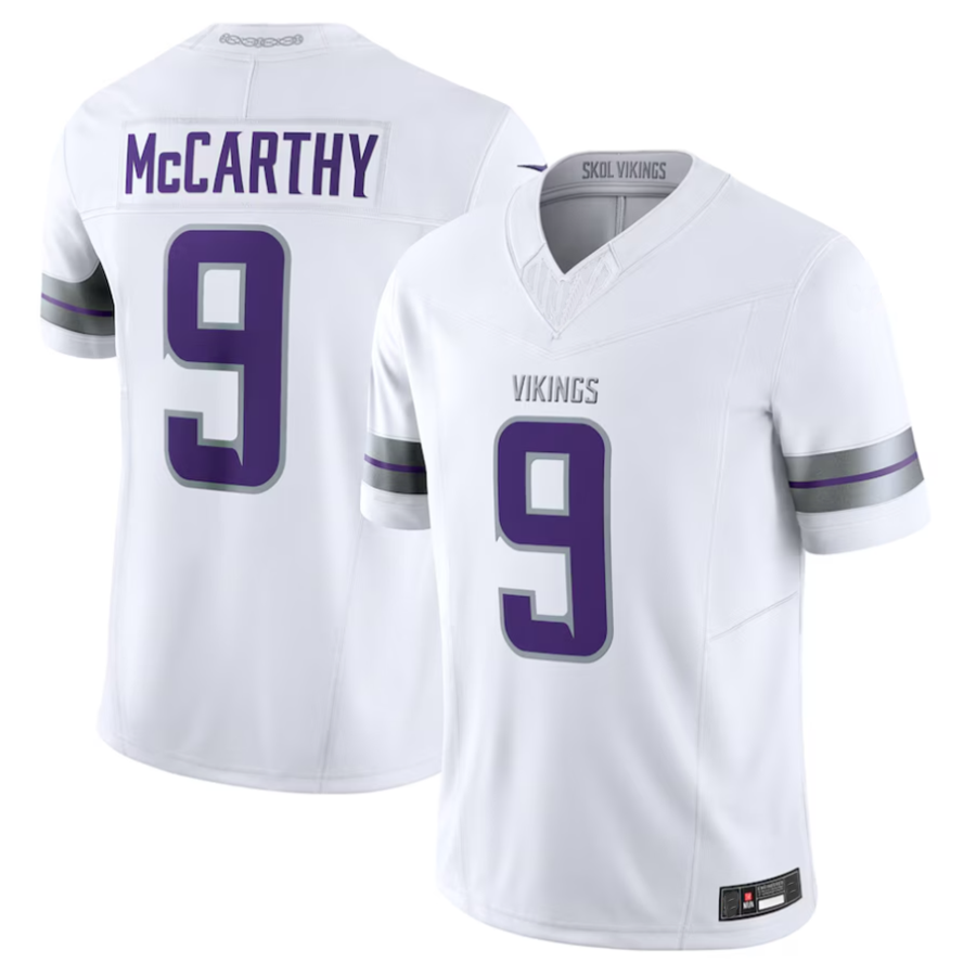 Kdoa #9 J.J. McCarthy Player MN.Vikings White Vapor F.U.S.E. Limited Stitched Jerseys