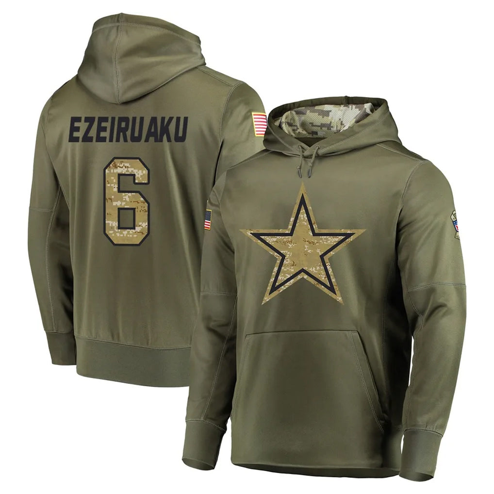 D.Cowboys #6 Donovan Ezeiruaku Player Olive Salute to Service Pullover Hoodies Home Game Xdoa Stitched Jerseys