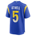 Kdoa LA.Rams #5 Tutu Atwell Royal Home Game Jersey
