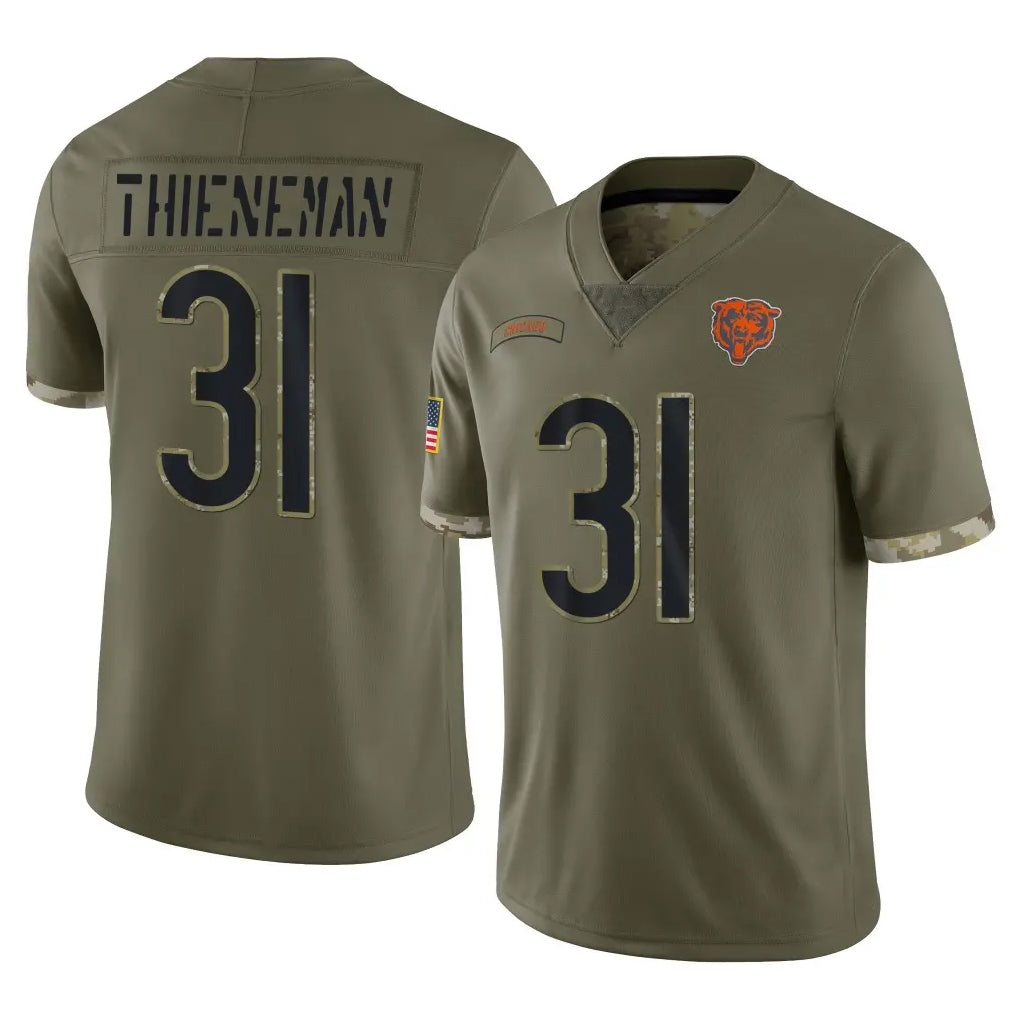 C.Bears #31 Dillon Thieneman Player Olive Salute to Service Limited Game Kdoa Stitched Jerseys