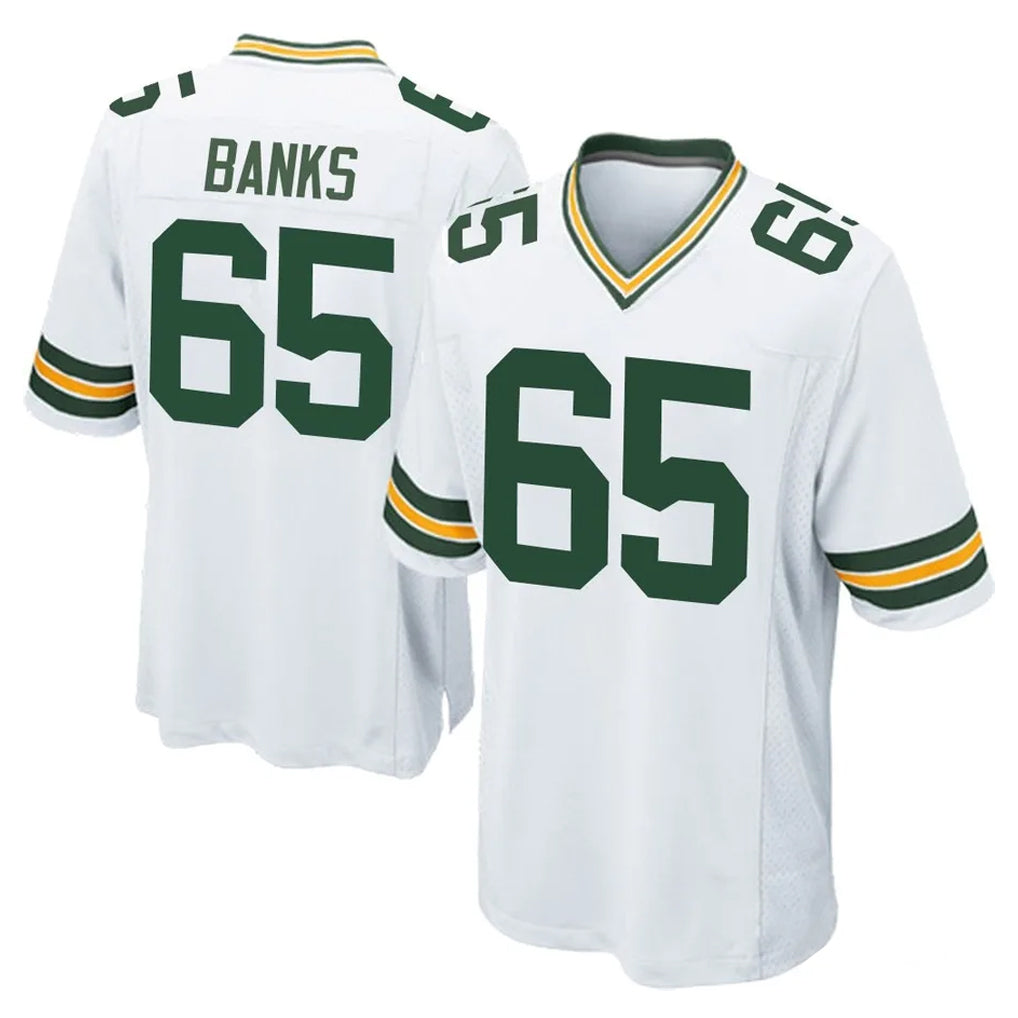 GB.Packers #65 Aaron Banks Player White Home Game Kdoa Stitched Jerseys