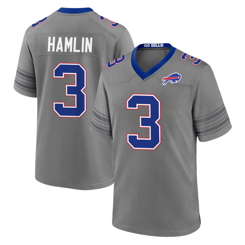 B.Bills #3 Damar Hamlin Player Gray Nickel City Home Game Kdoa Stitched Jerseys