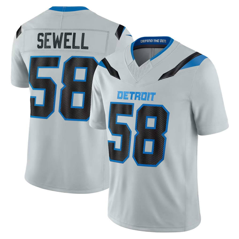 D.Lions #58 Penei Sewell Player Silver Limited 2026 Rivalries Collection Home Game Kdoa Stitched Jerseys