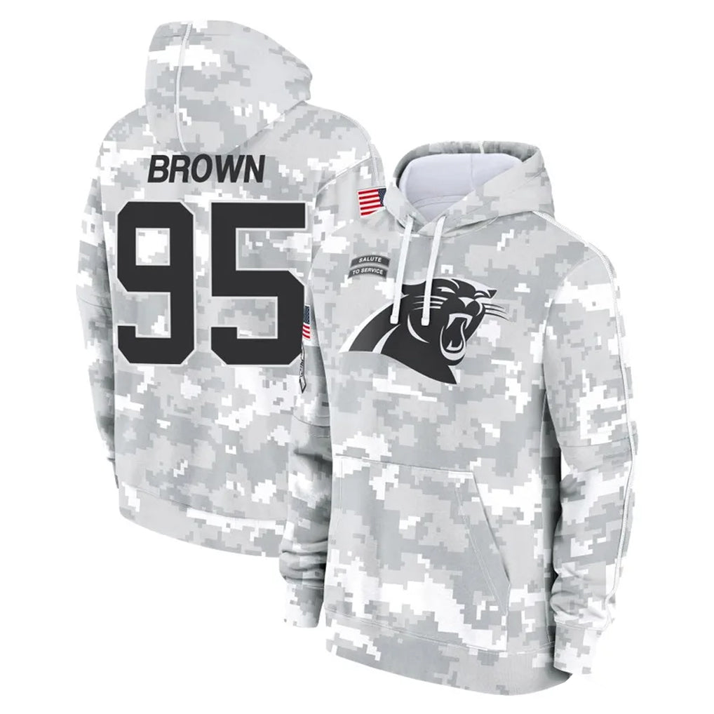 C.Panthers #95 Derrick Brown Player Arctic Camo Salute to Service Pullover Hoodies Limited Game Kdoa Stitched Jerseys