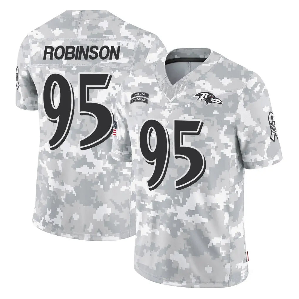 B.Ravens #95 Tavius Robinson Player Arctic Camo Salute to Service Limited Kdoa Stitched Jerseys