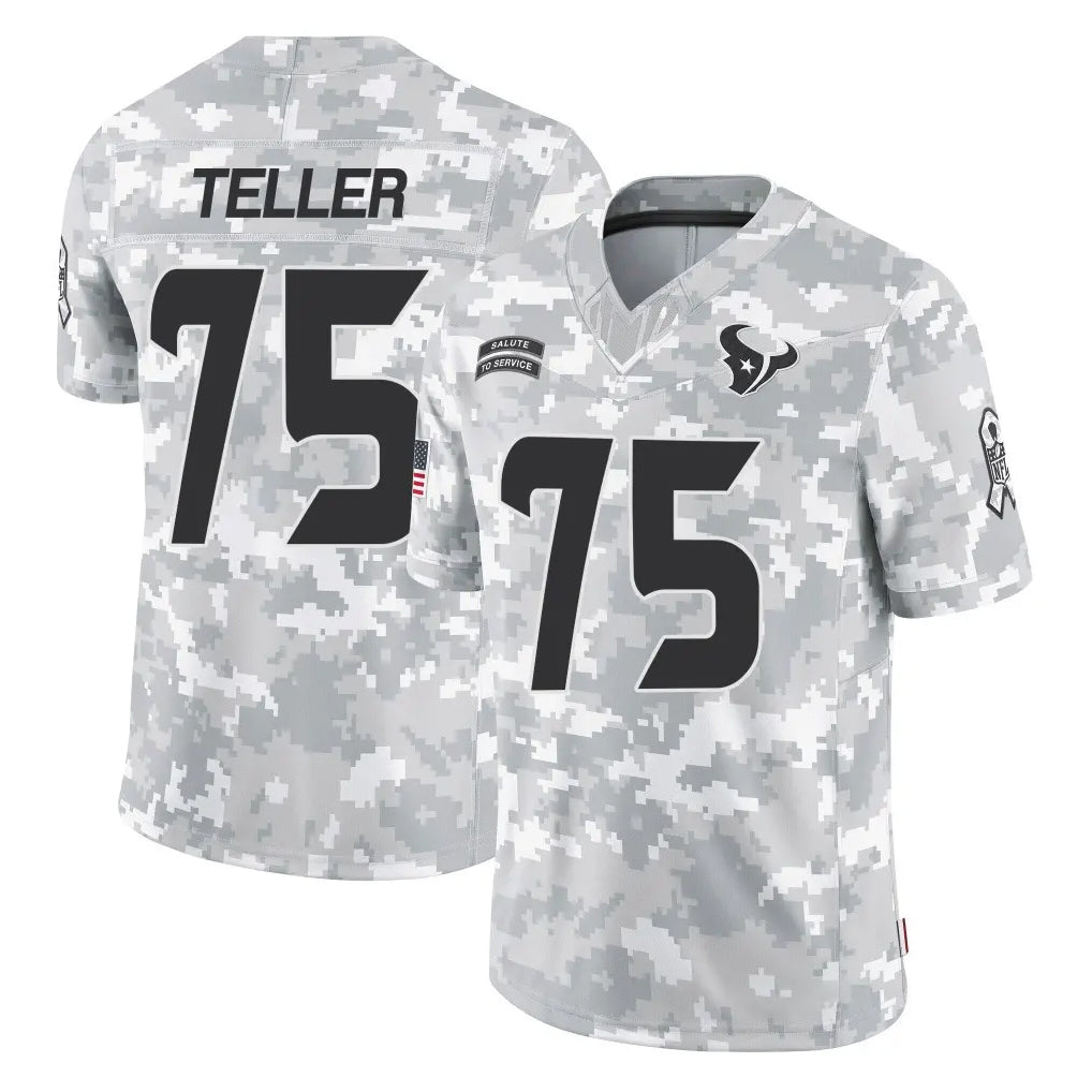 H.Texans #75 Wyatt Teller Player Arctic Camo Salute To Service Limited Game Kdoa Stitched Jerseys