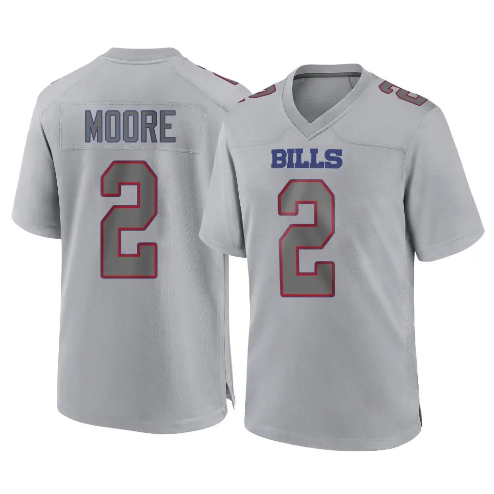 B.Bills #2 DJ Moore Player Gray Home Game Kdoa Stitched Jerseys