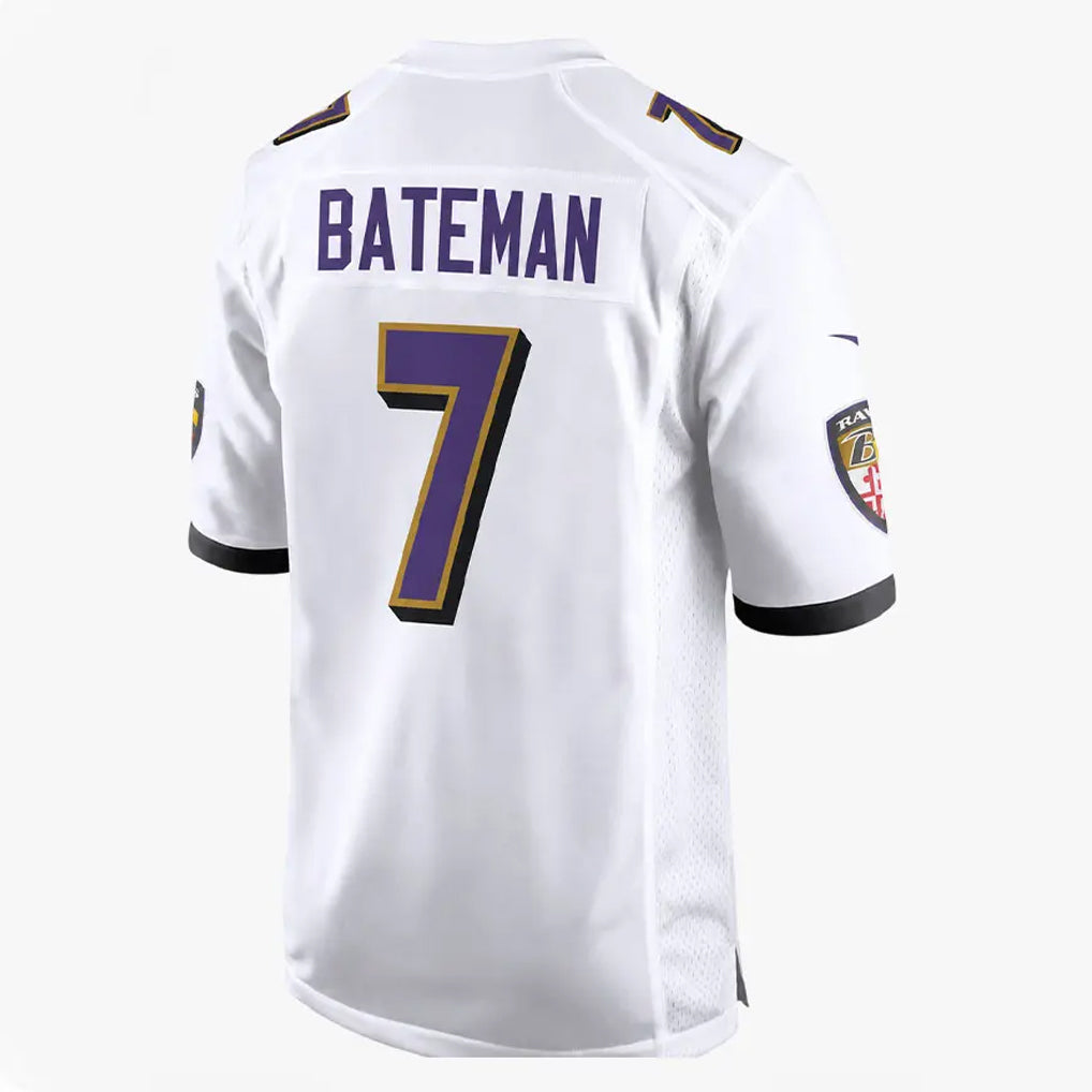 B.Ravens #7 Rashod Bateman Player White Home Game Kdoa Stitched Jerseys