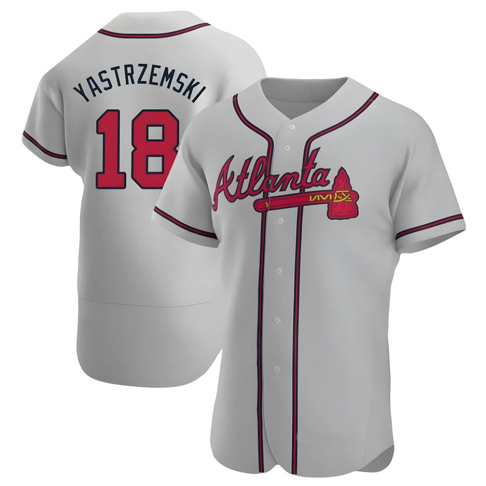 Kdoa A.Braves #18 Mike Yastrzemski player Gray Authentic Road Stitched Jerseys