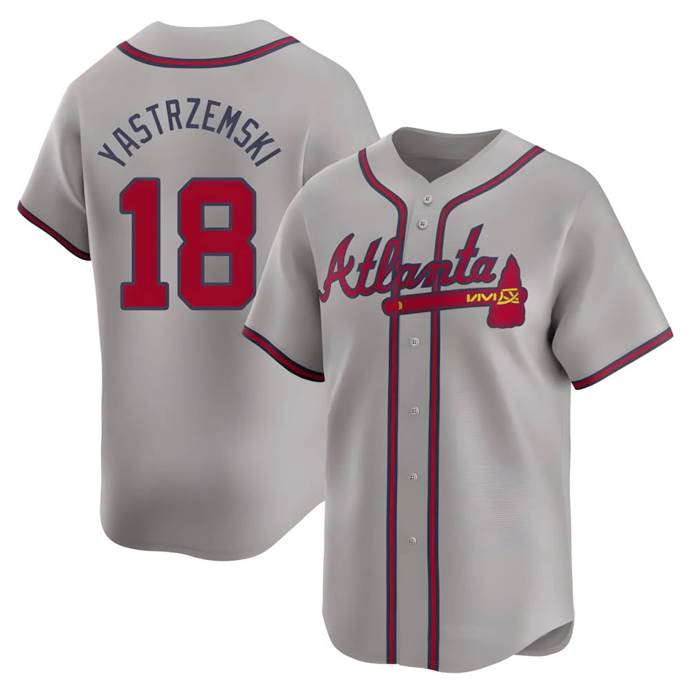Kdoa A.Braves #18 Mike Yastrzemski player Gray Limited Away Stitched Jerseys