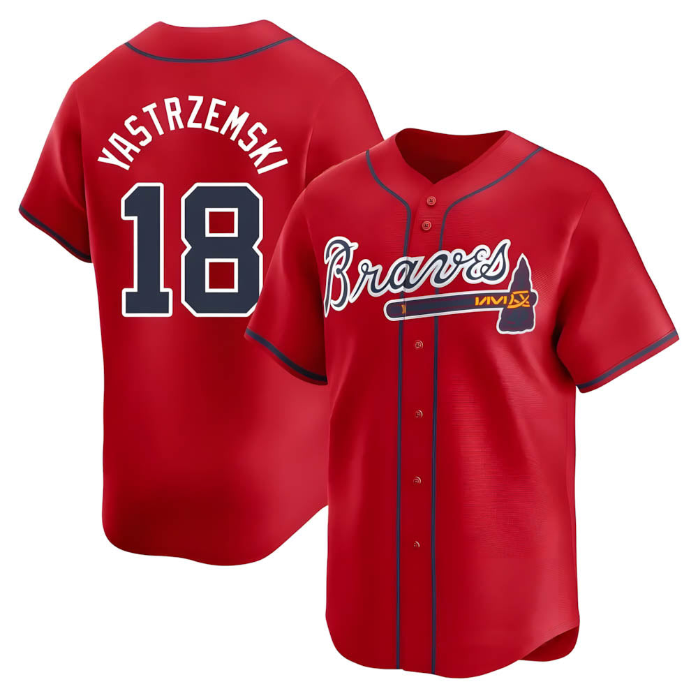 Kdoa A.Braves #18 Mike Yastrzemski player Red Limited Alternate Stitched Jerseys
