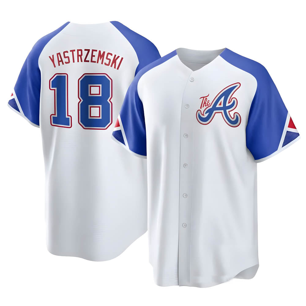 Kdoa A.Braves #18 Mike Yastrzemski player White Replica City Connect Stitched Jerseys
